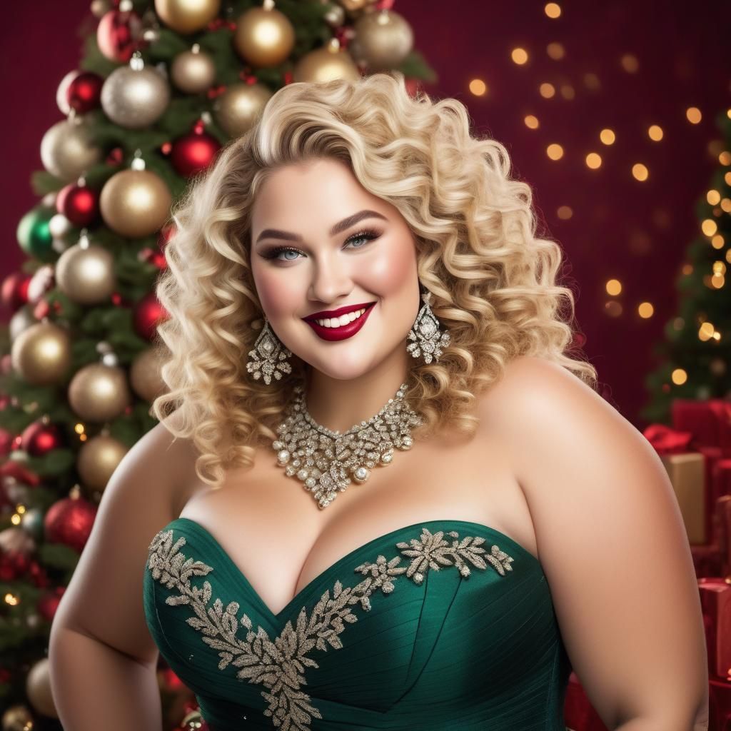 Curvy Woman in Christmas Tree Dress