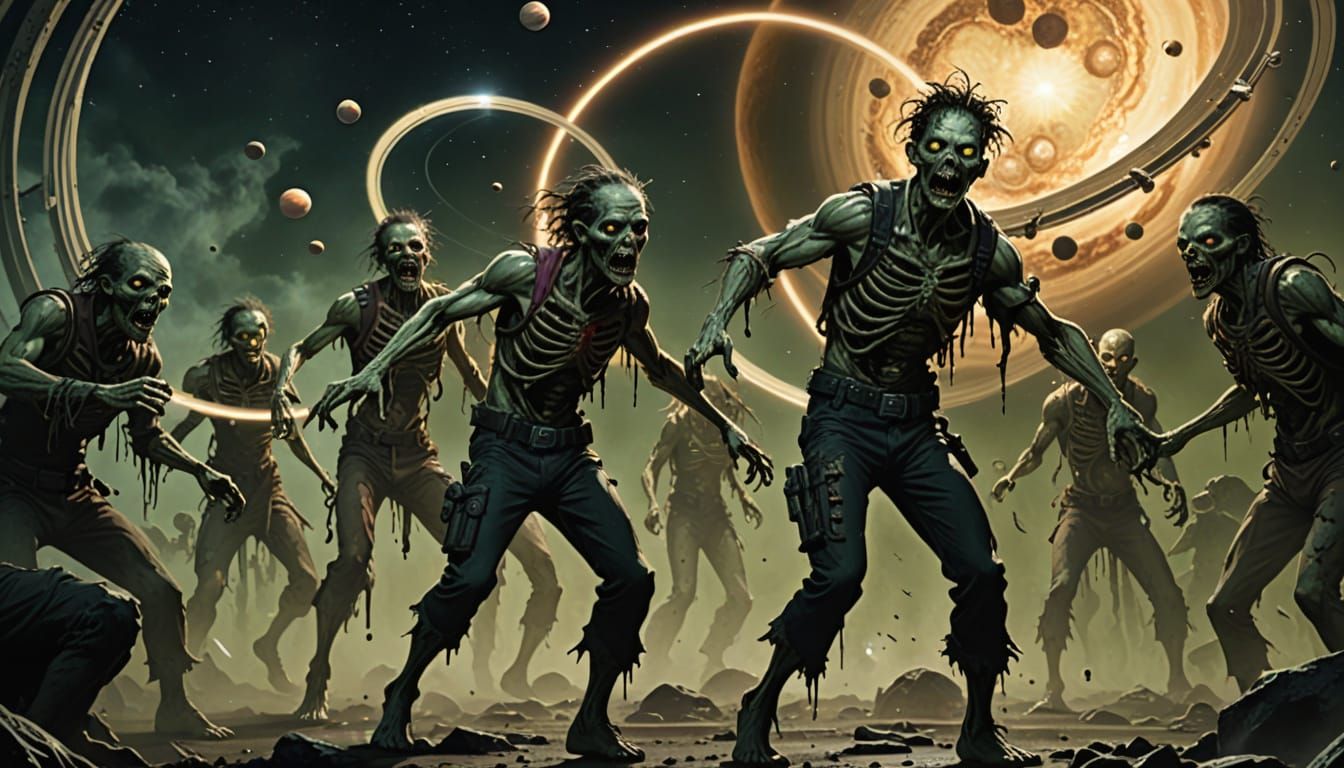 Cartoon Zombies Pirouette Through Saturn Rings
