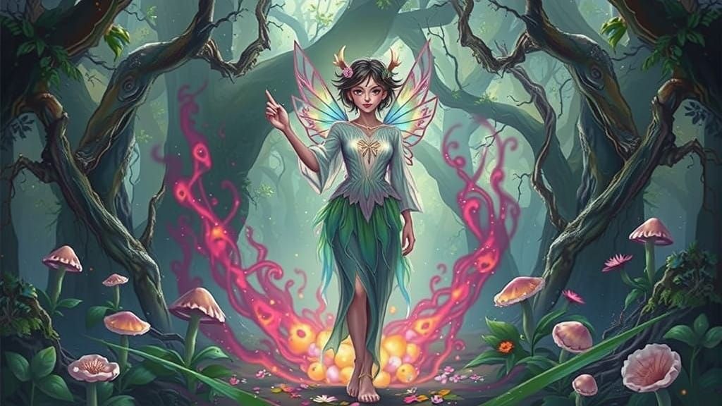 Ethereal Earth Fae Radiates Beauty Amidst Whimsical Forest