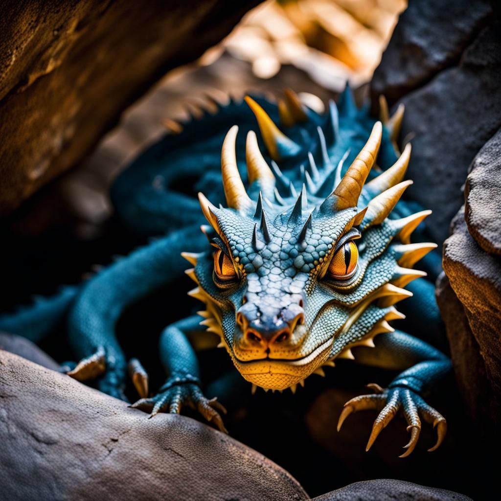 Dragon Hiding in Rocks, Nature Photography