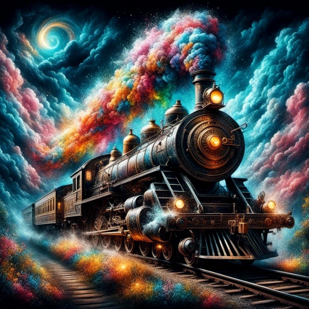 Glowing Magical Train of Chalk Dust Clouds