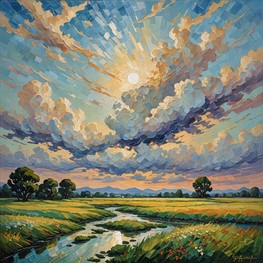 Resilient Hope: Neo-Impressionist Oil Painting