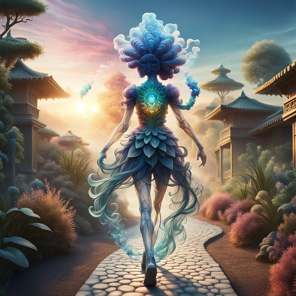 Crystal Woman Walks to Land of Love