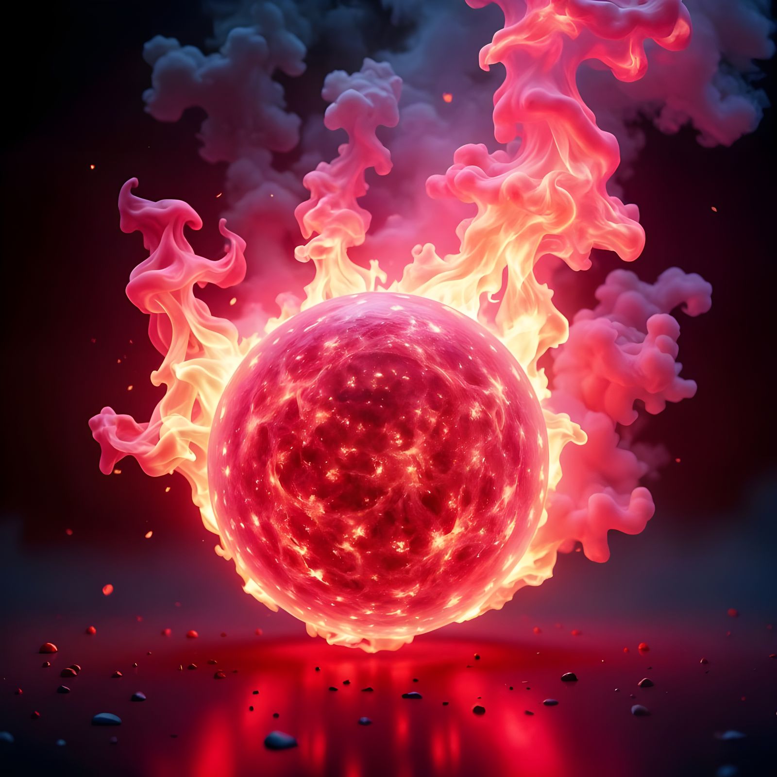 Hyperrealistic Pink Fireball with Realistic Flames