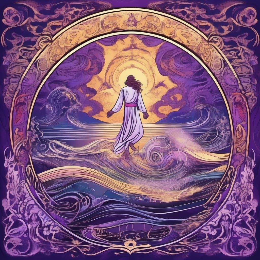Jesus Calms Stormy Seas with Light in Surreal Art