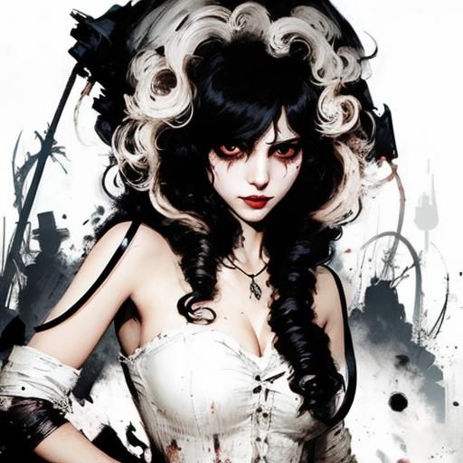 Sinister Curly Hair Girl Underground: Macabre Art