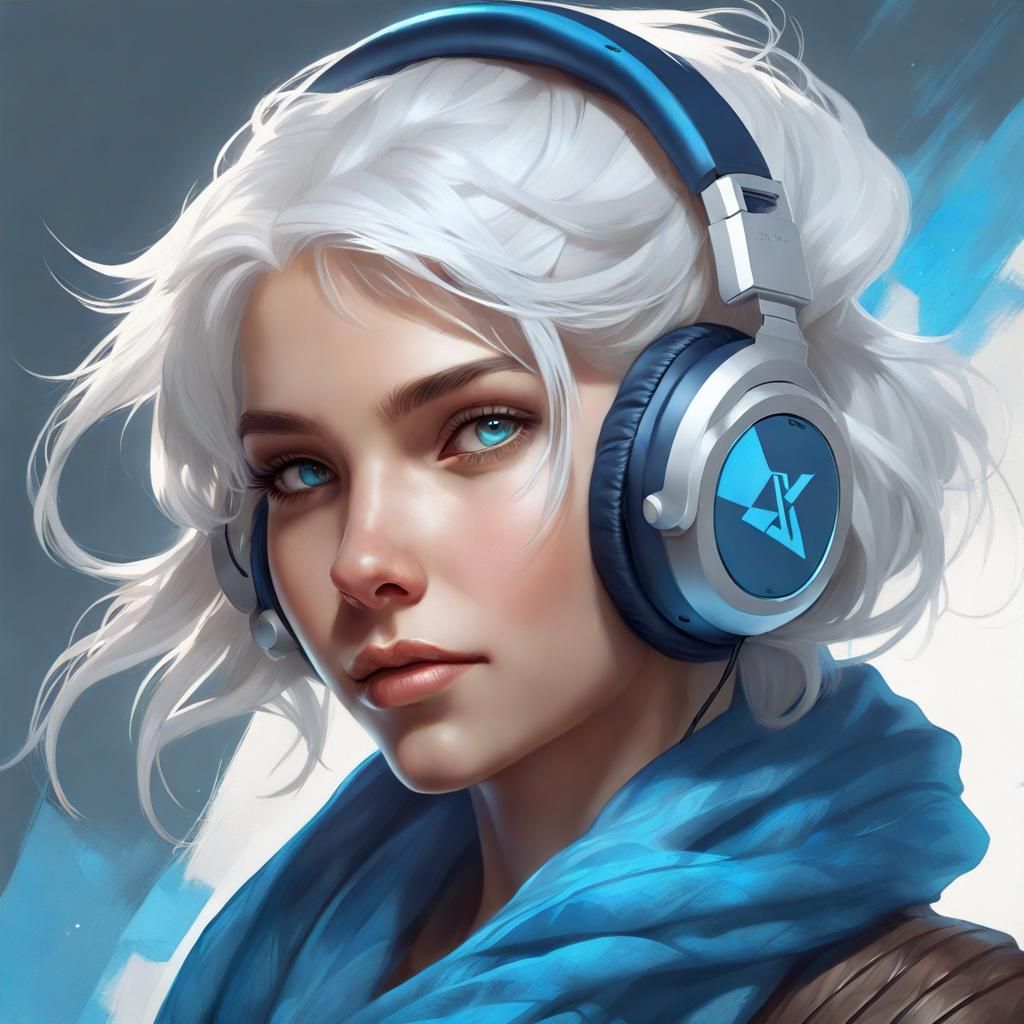 Azure-Eyed Girl Portrait in Hyperdetailed Digital Art Style