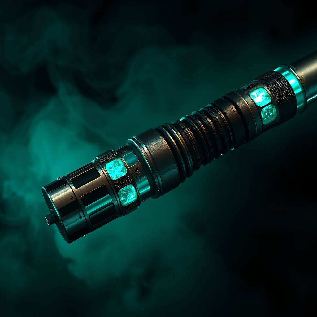 Mystical Lightsabers in Dark, Smoky Atmosphere, with Etherea...