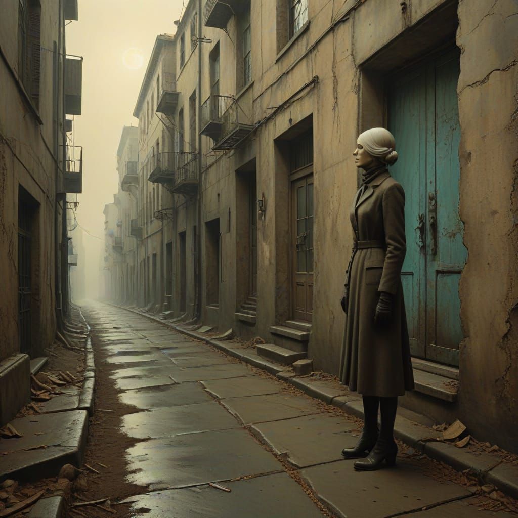 Surreal Fusion: Magritte and Beksinski Dreamscape