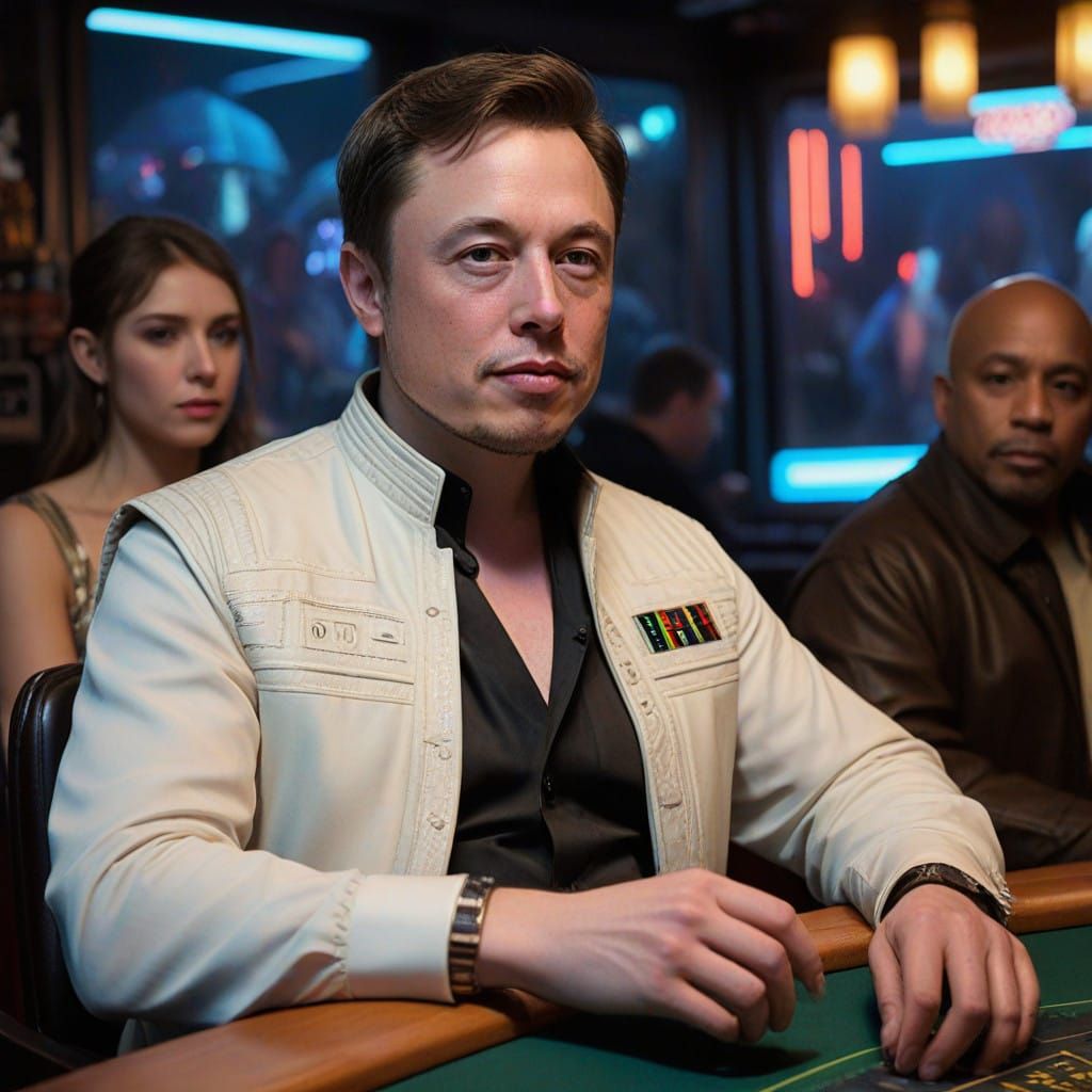 Elon Musk at High-Stakes Sabacc Game in Star Wars Cantina