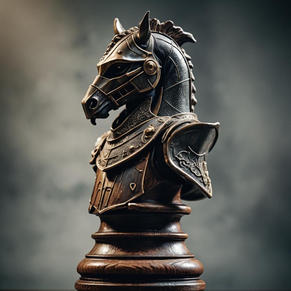 Dramatic Close-Up of Knight Chess Piece