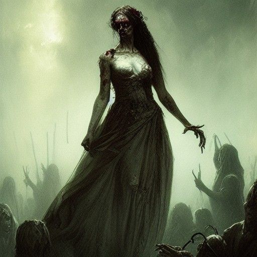 Horror Zombie Bride in Gothic Style