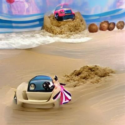 Armored Battle Car Racing on a Sunny Beach