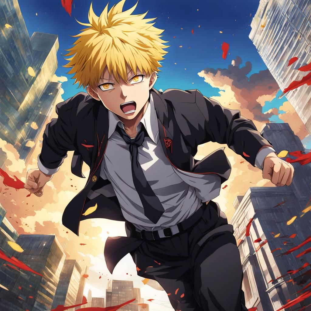 Jujutsu Kaisen Style Boy Falling Anime Art