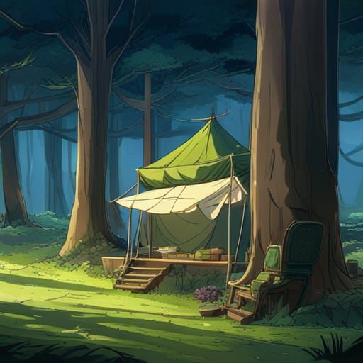 Pillow Fort in Woods, Studio Ghibli Anime Style