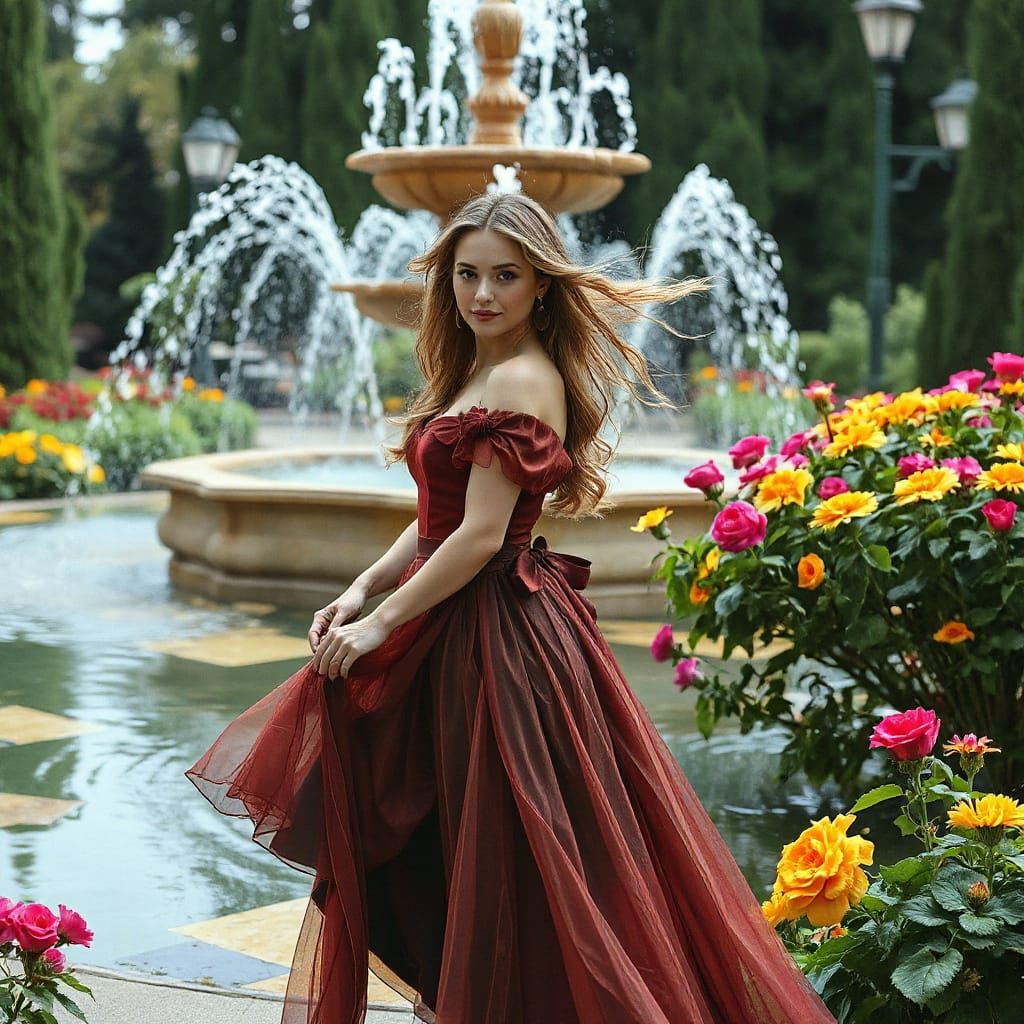 Princess in Lush Royal Garden, Captured in Cinematic Hyperre...