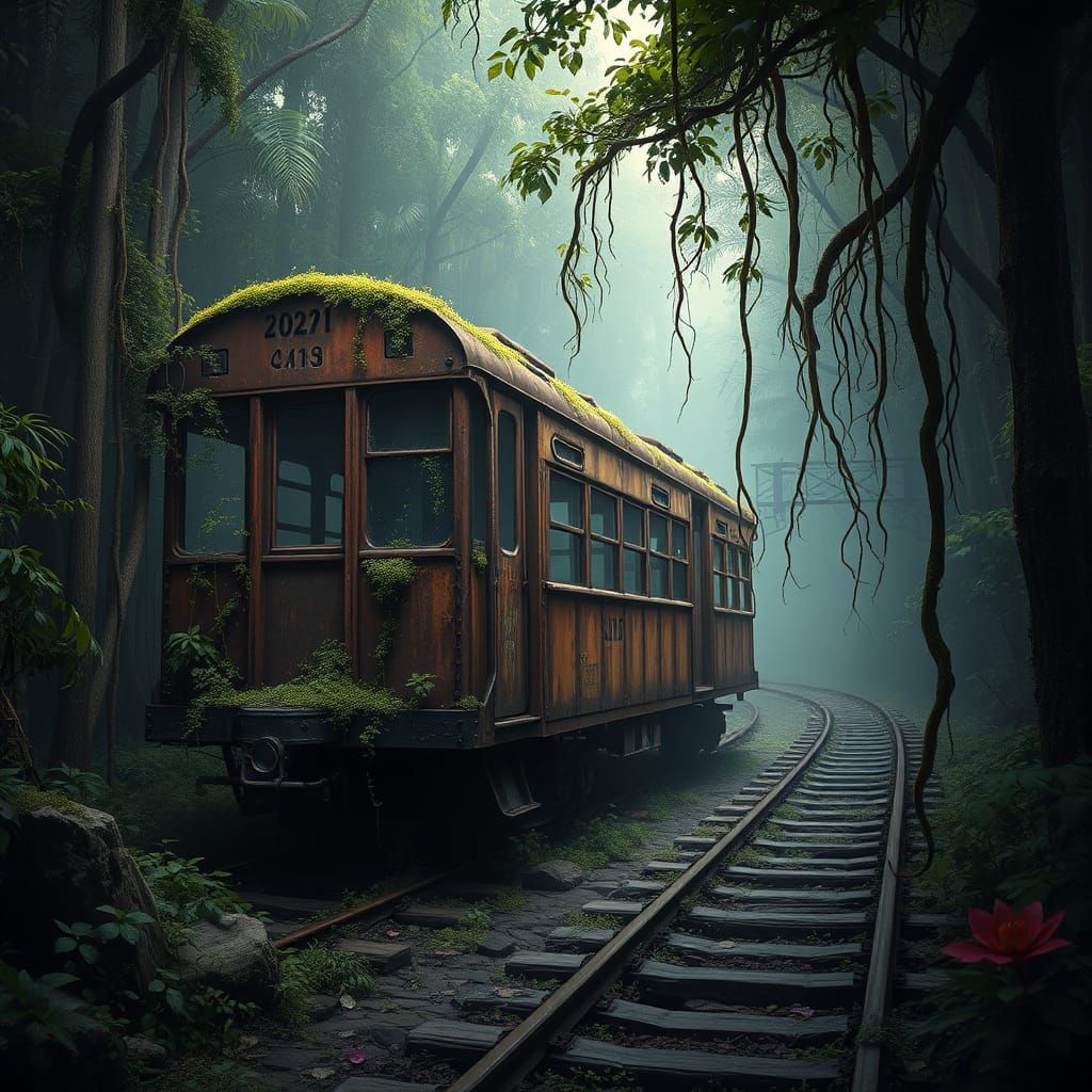Abandoned Streetcar Wagon in the Jungle