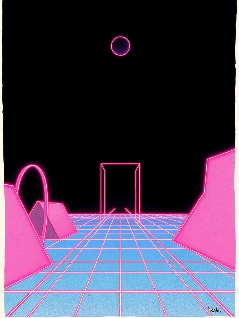 in the iconic, minimalist illustrative style of Manfred Mohr, Moebius :: math hallucination, wide field of view, mathema...