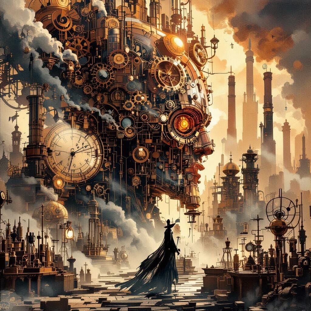 Steampunk Ritual in Dreamlike Surreal Atmosphere