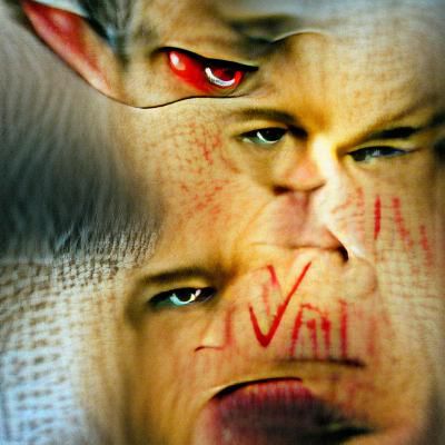 Evil Matt Damon Portrait: Intense Violent Anger
