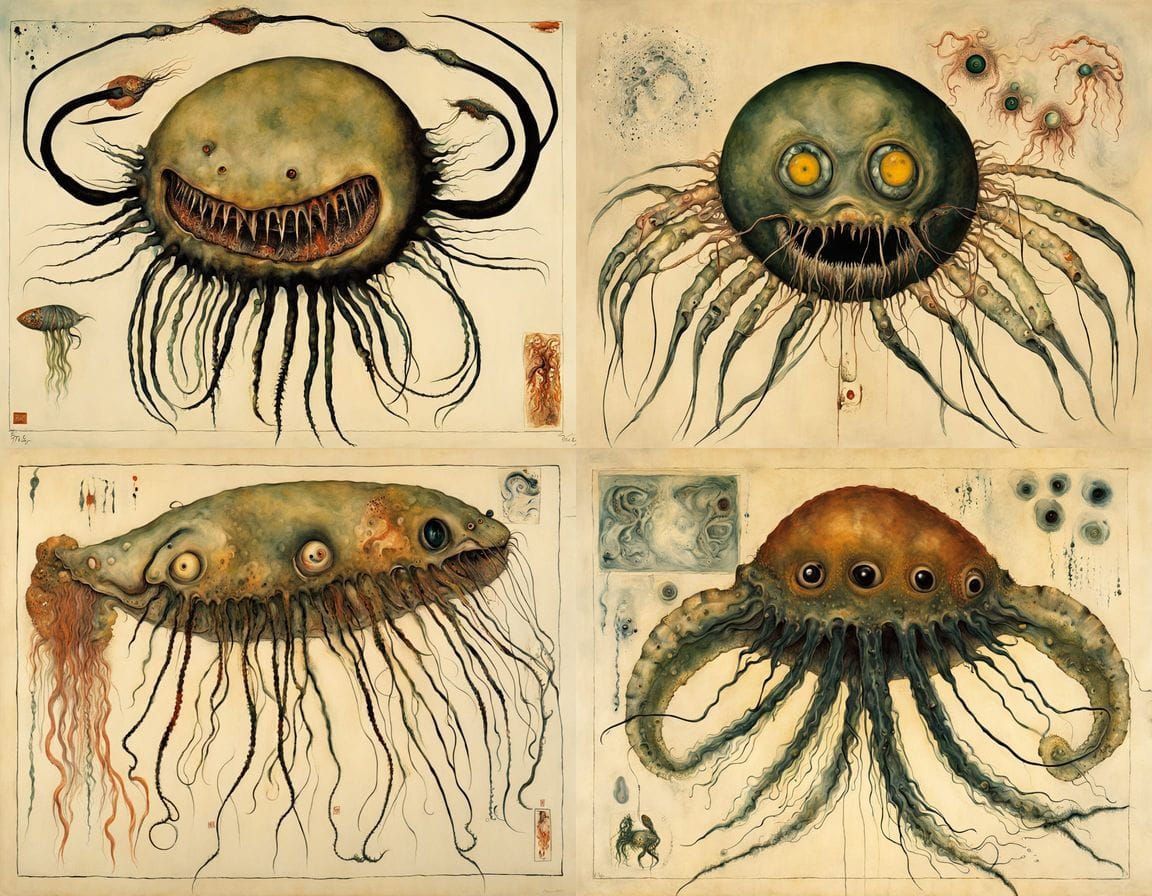 Surreal Underwater Abomination with Deformed Mutant Creature