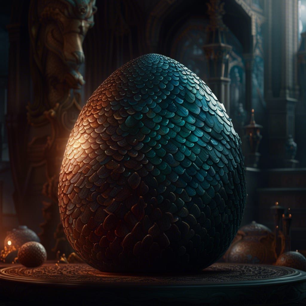 Epic Dragon Egg with Mother: Cinematic Digital Art