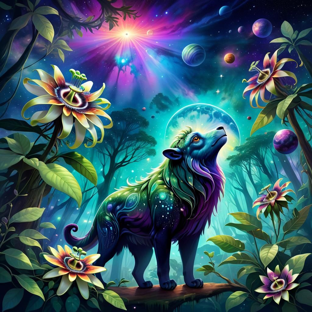 Passionfruit Animal in Enchanted Forest, Digital Painting