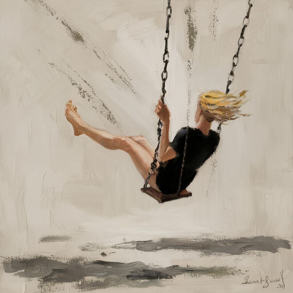 Elegant Figure in Motion, Loose Brushstrokes