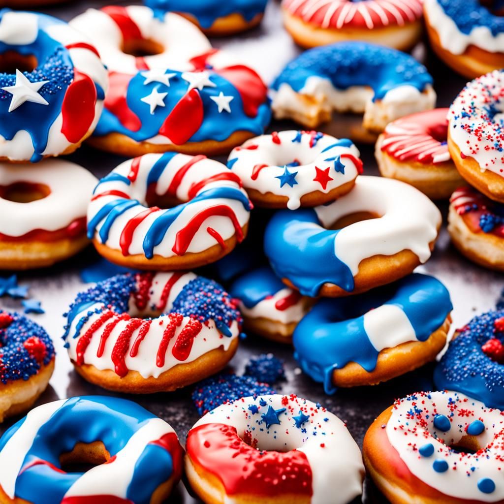 Red White and Blue Patriotic Doughnuts