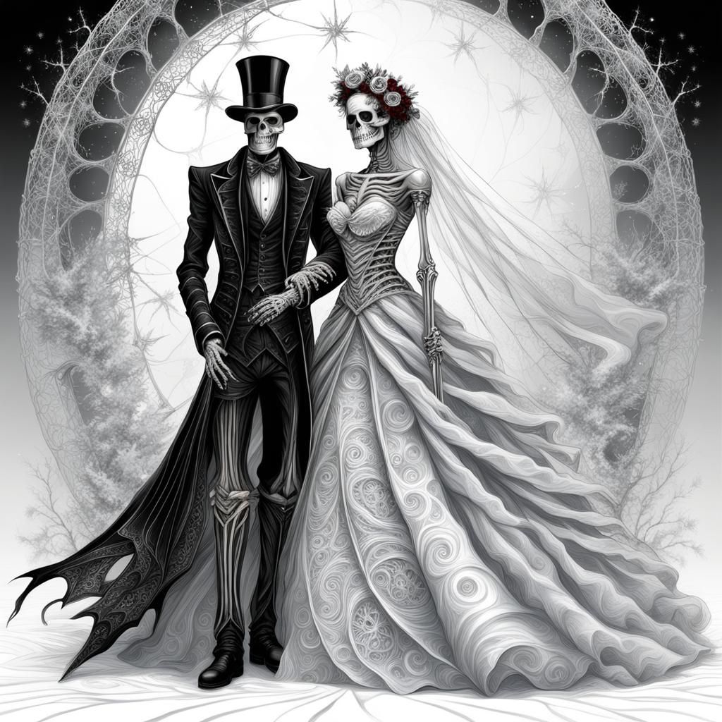 Gothic Skeleton Couple in Luis Royo Style