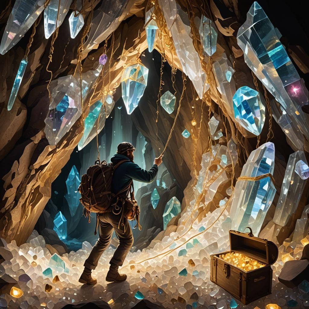 Crystal Cave Climber with Bioluminescent Treasure