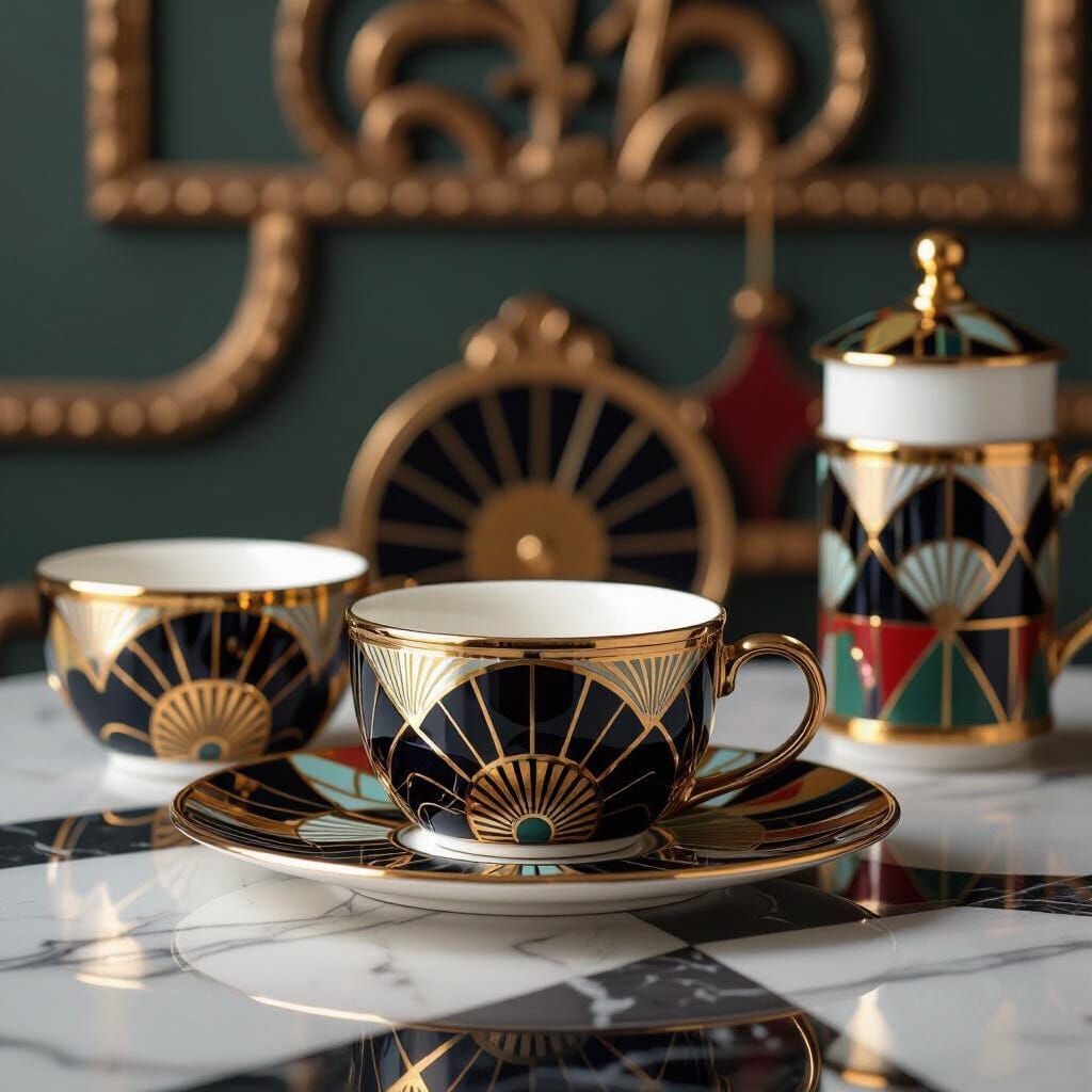 Art Deco Luxury Pet Tableware in Matte Painted Style