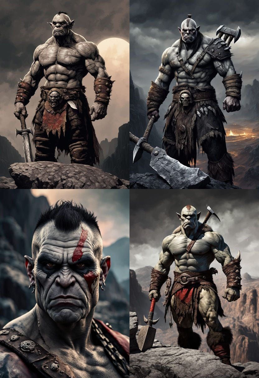 Orc Barbarian in Desolate Wilderness