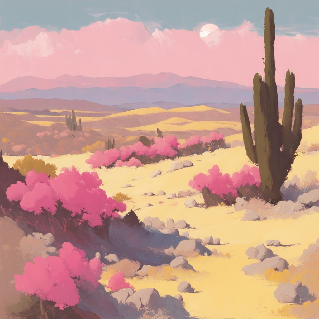 Desert in Bloom: Cream and Pastel Landscape