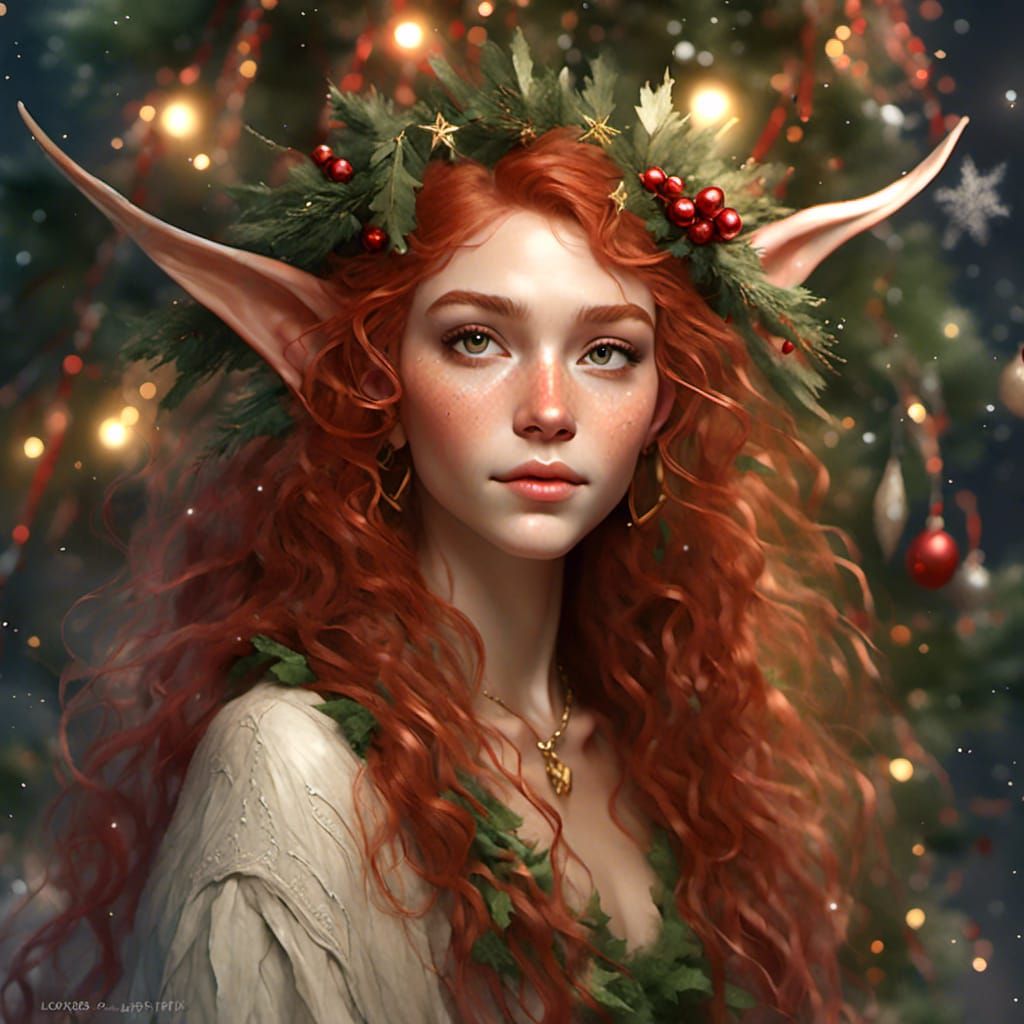 Realistic 3D Christmas Elf with Garlands