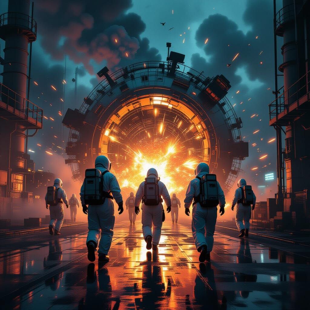 Antimatter Reactor Breach in Dystopian Future