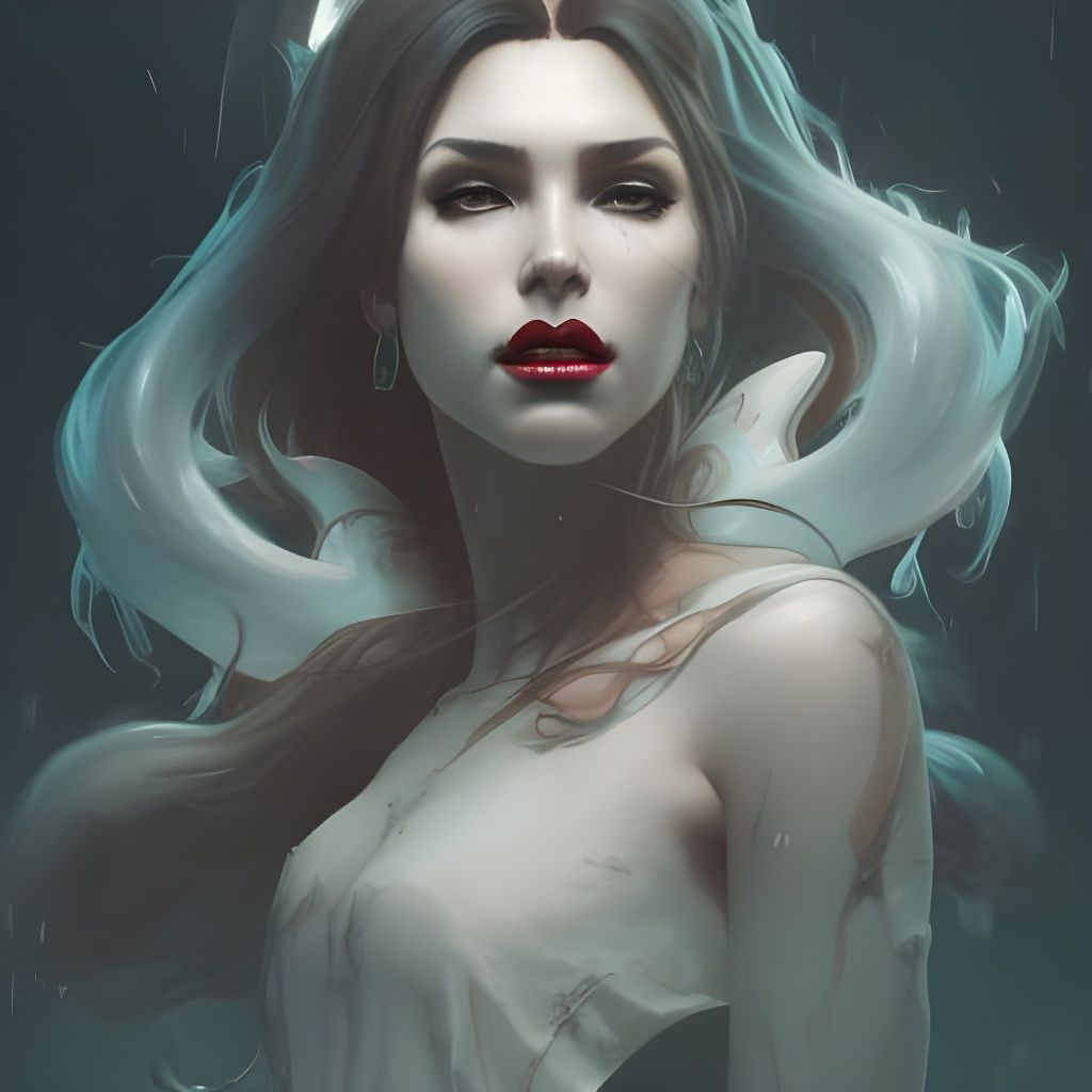 Vampire Queen Portrait in Art Nouveau Style