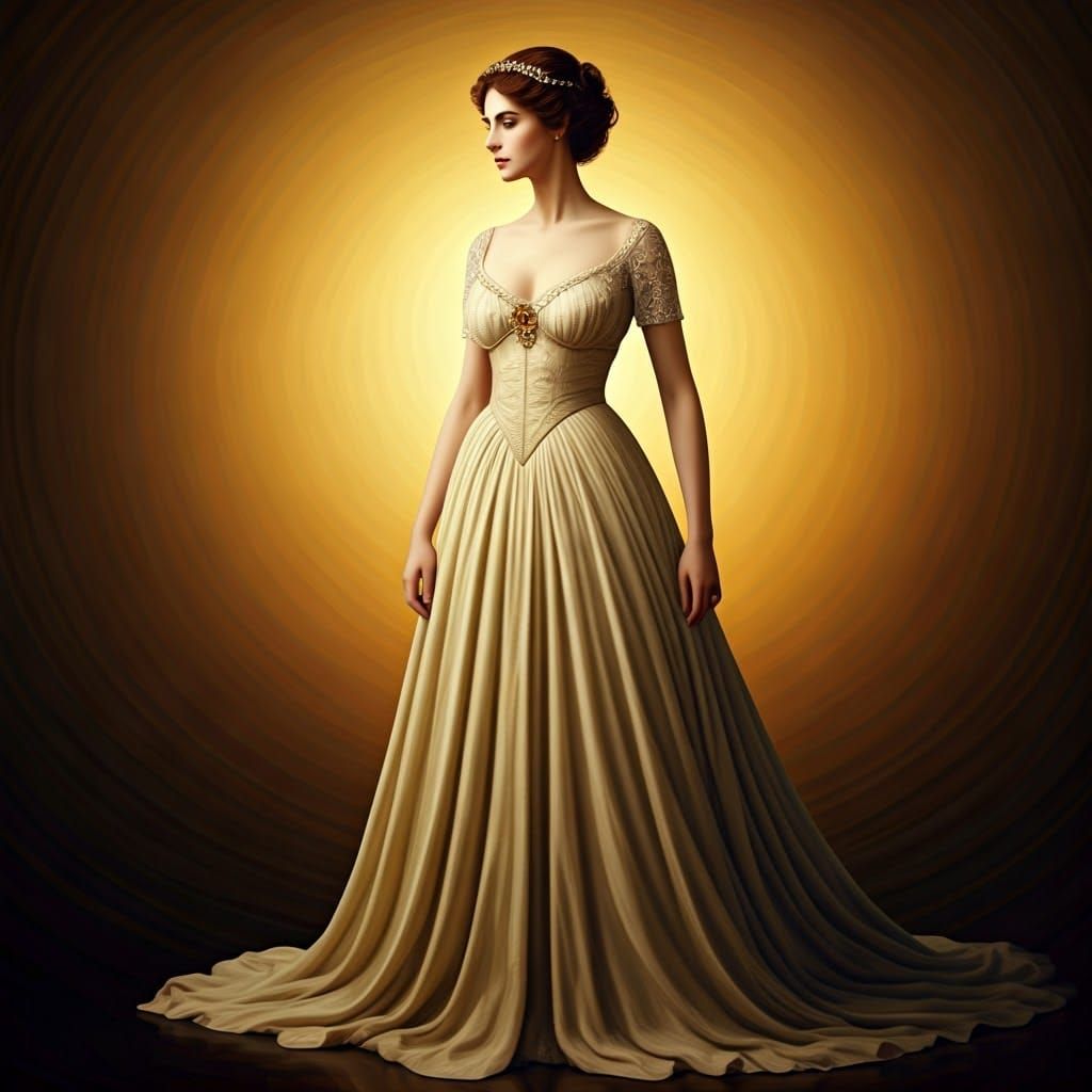 Elegant Regal Woman in Golden Haze
