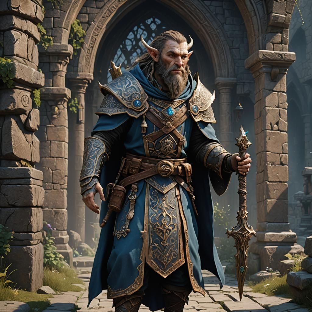 Firbolg Acolyte Cleric in Detailed Matte Painting