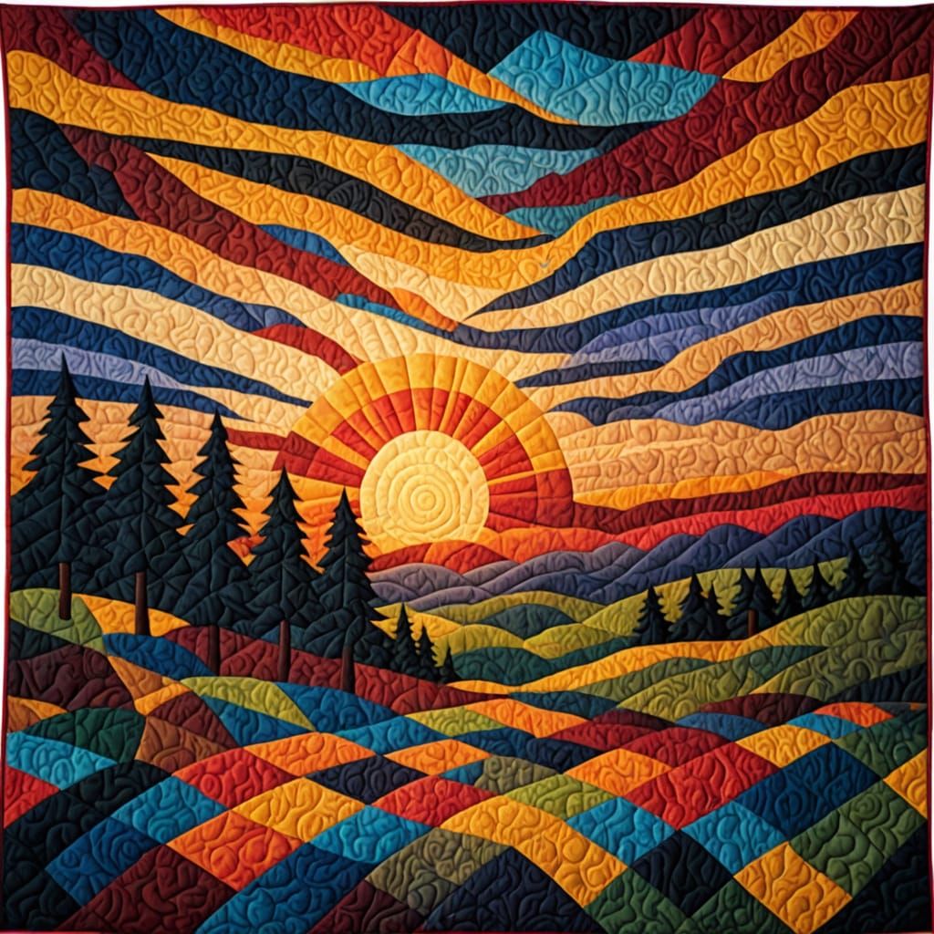 Volumetric Sunset Quilt in Radiant Colors