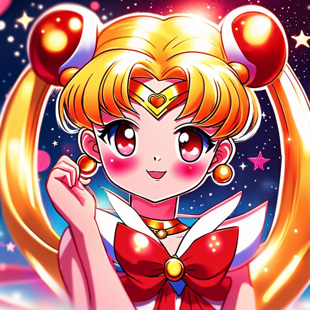 Sailor Moon Transformation in Anime Style