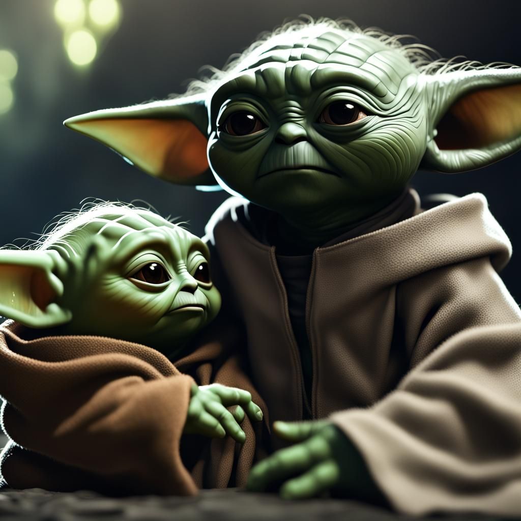 Baby Yoda and Yoda Fantasy Concept Art