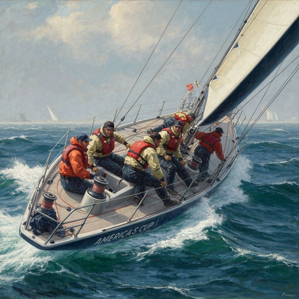 America's Cup Yacht Race in Oil Painting Style