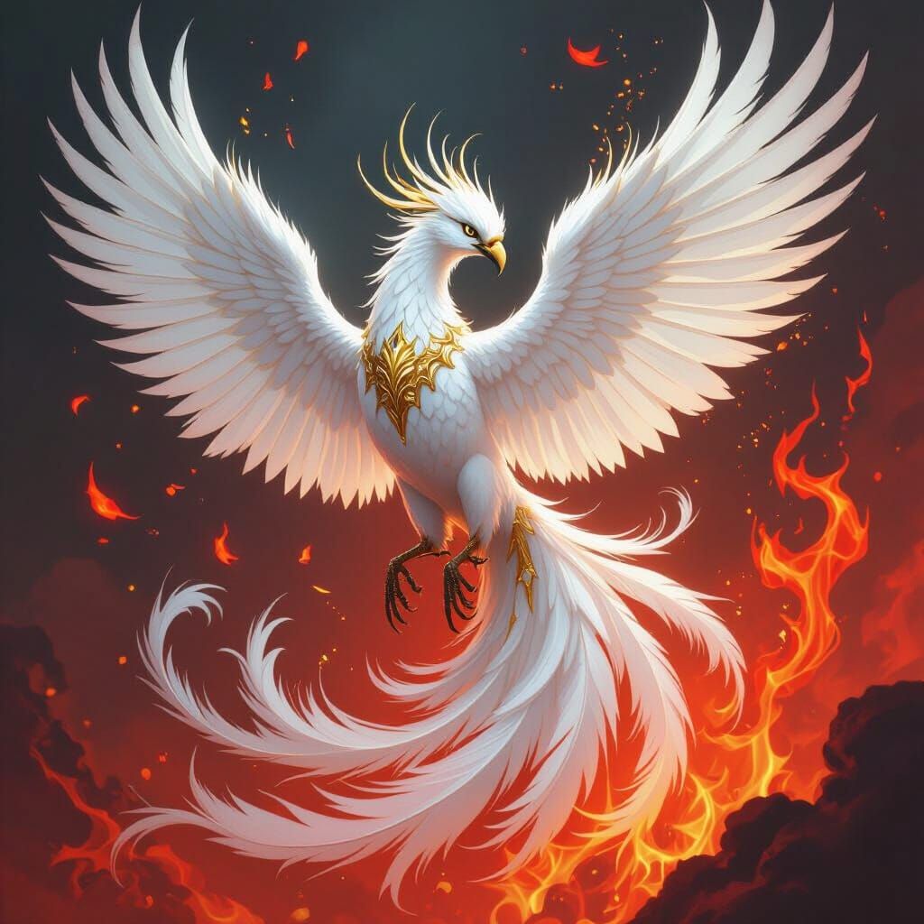 Majestic Golden Phoenix Ablaze in Fiery Splendor