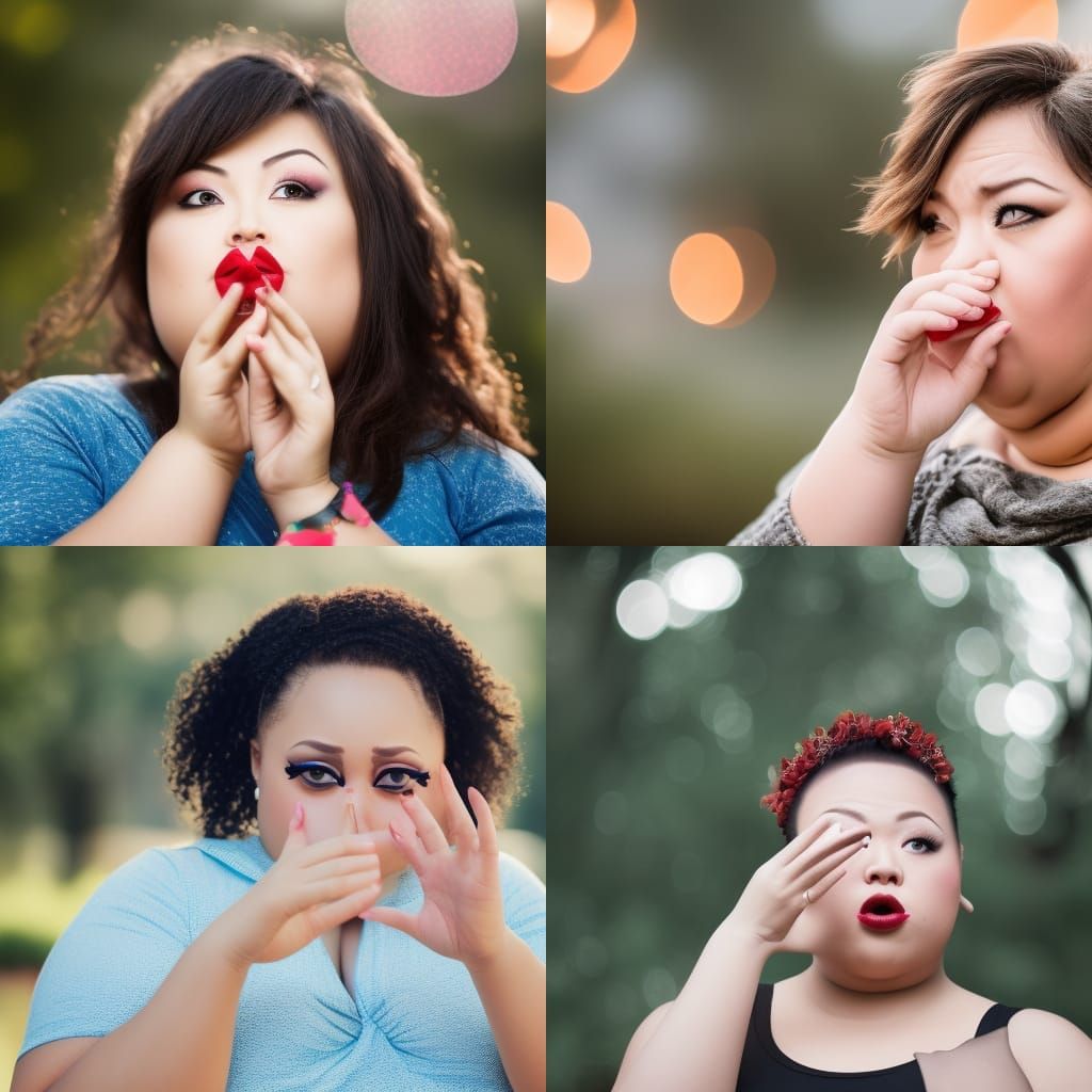 Chubby Lady Blowing Kiss: Professional Photography
