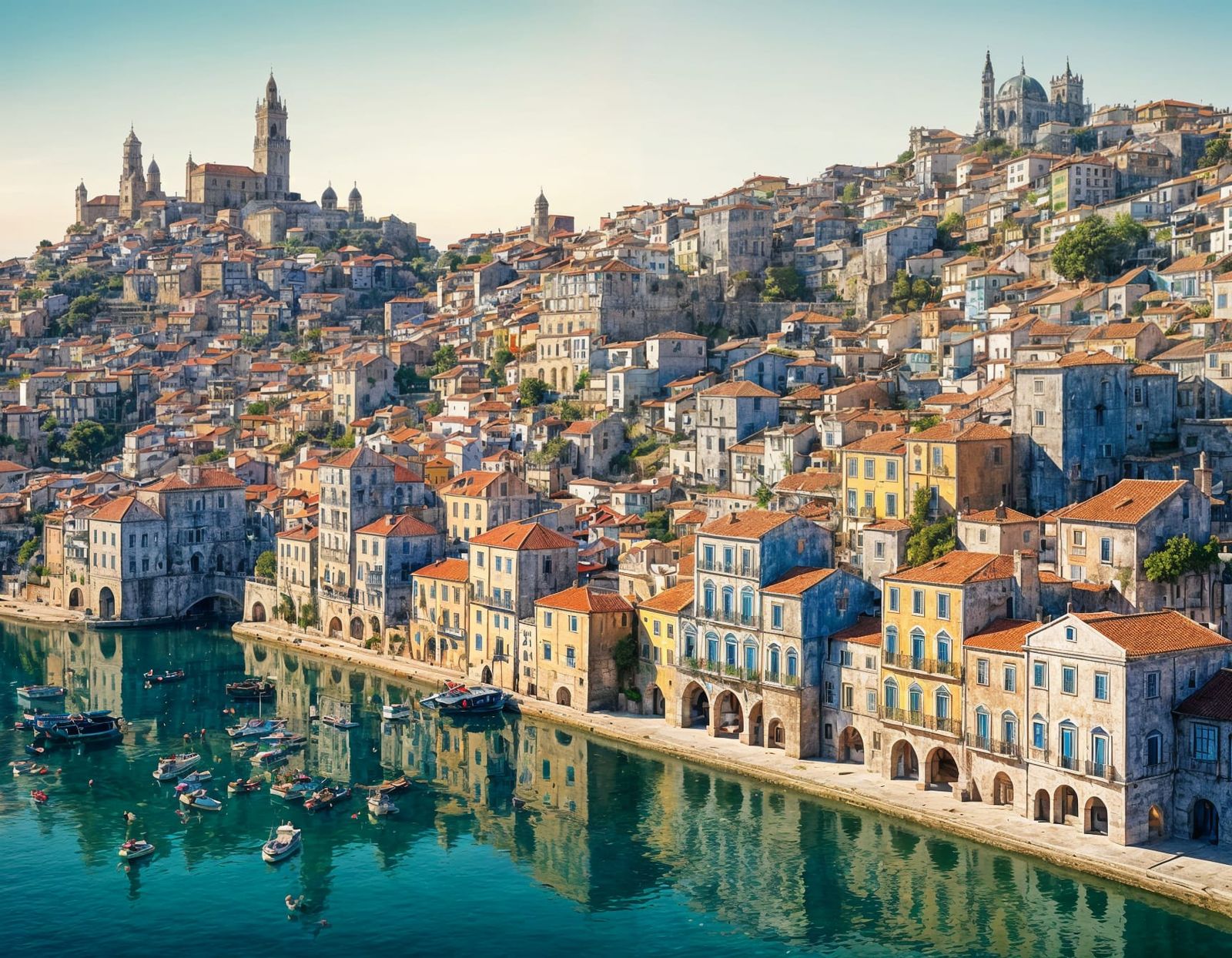 <lora:Fantasy and Water:1.0>portugues village fantasy elemen...