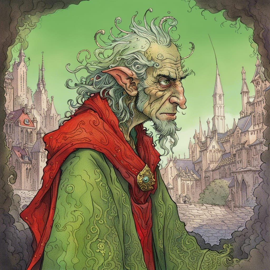 Ornate Portrait of a Male Orc Mage