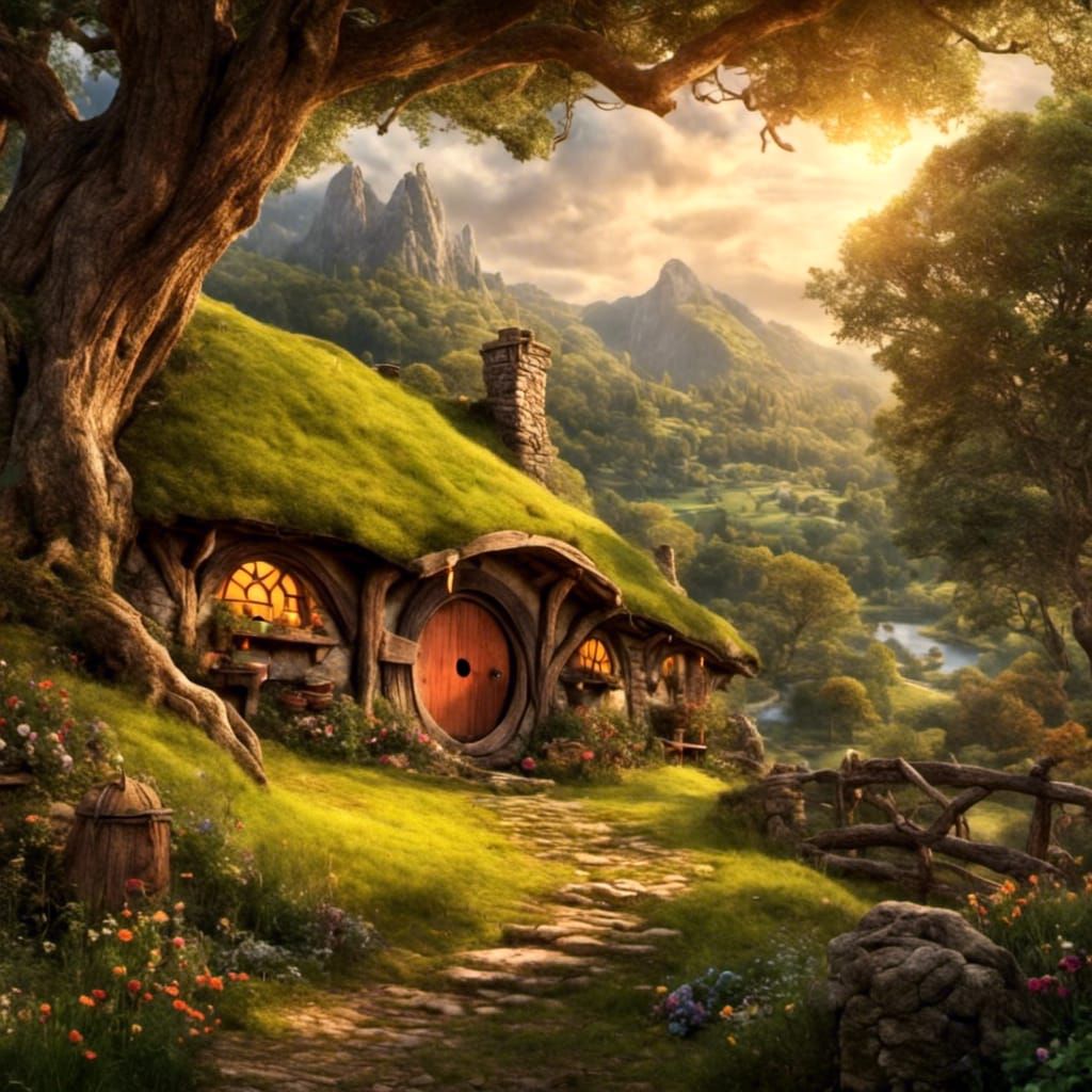 Charming Hobbit Hole in Fantasy Landscape