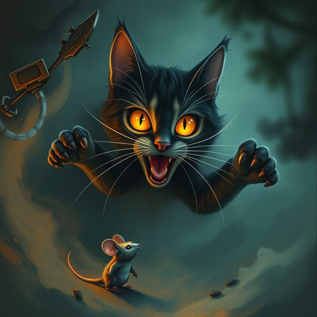 Mouse's Nightmare: Fleeting Impressionist Cat