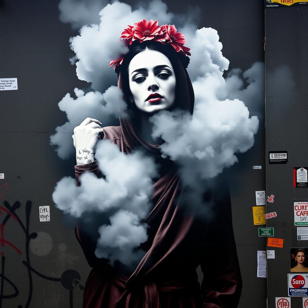 Banksy-Style Figure Emerges from Smoke and Sigh